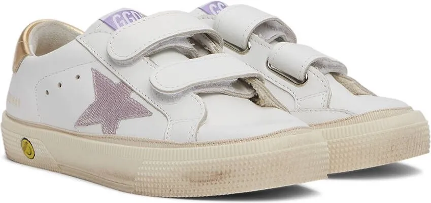 Golden Goose Kids White & Pink Check Star May School Sneakers