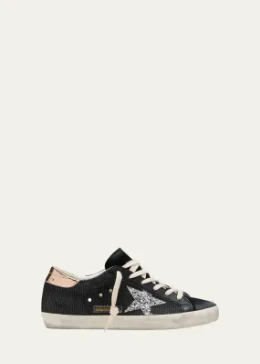 Golden Goose Superstar Net Leather Glitter Low-Top Sneakers