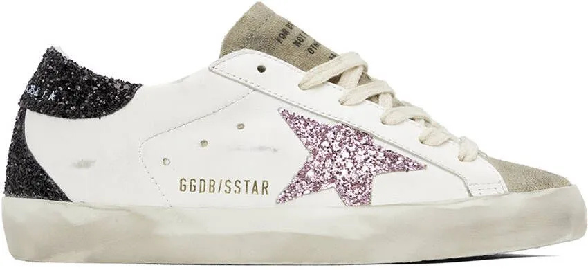 Golden Goose White & Taupe Super-Star Sneakers