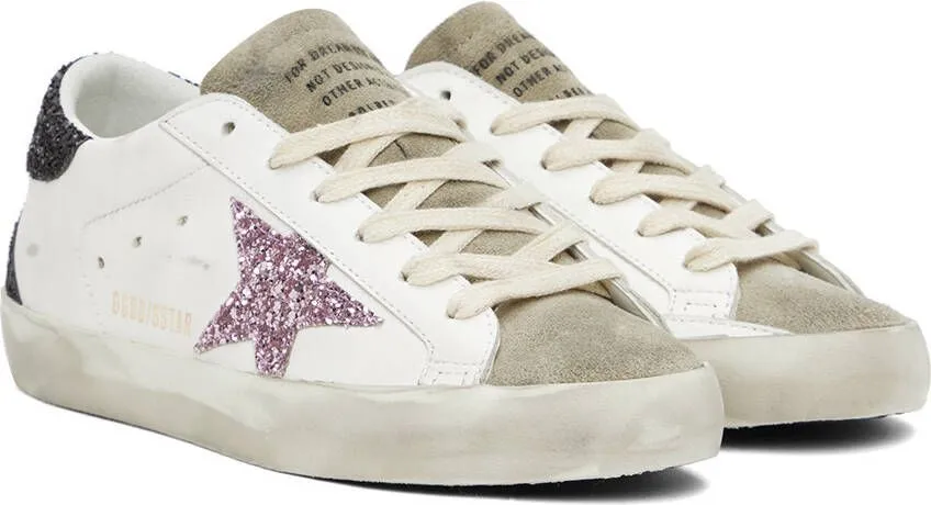 Golden Goose White & Taupe Super-Star Sneakers