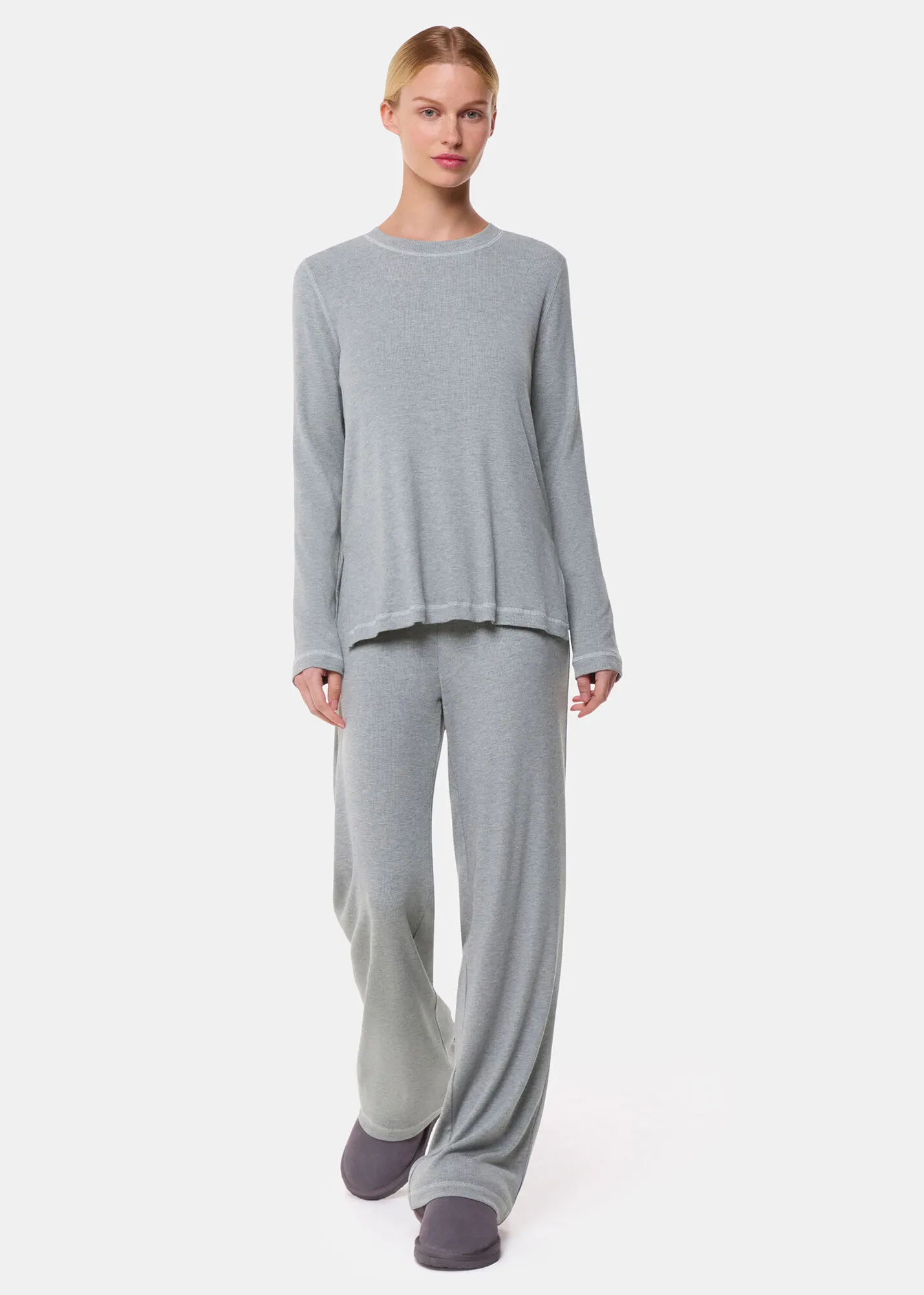 Grey Marl Rib Jersey Pyjama Bottom