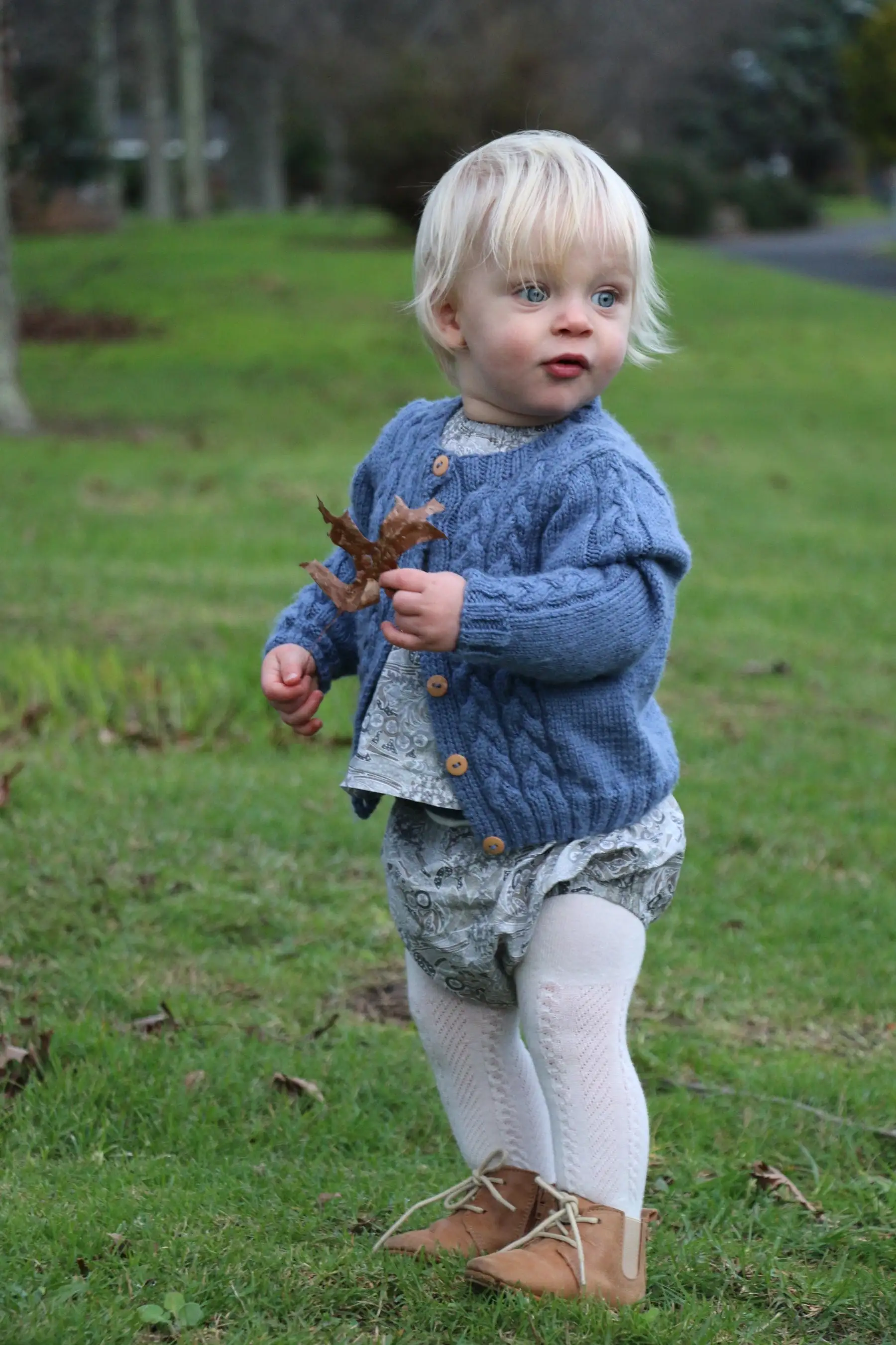 Handknit Plait Cardigan - Blue