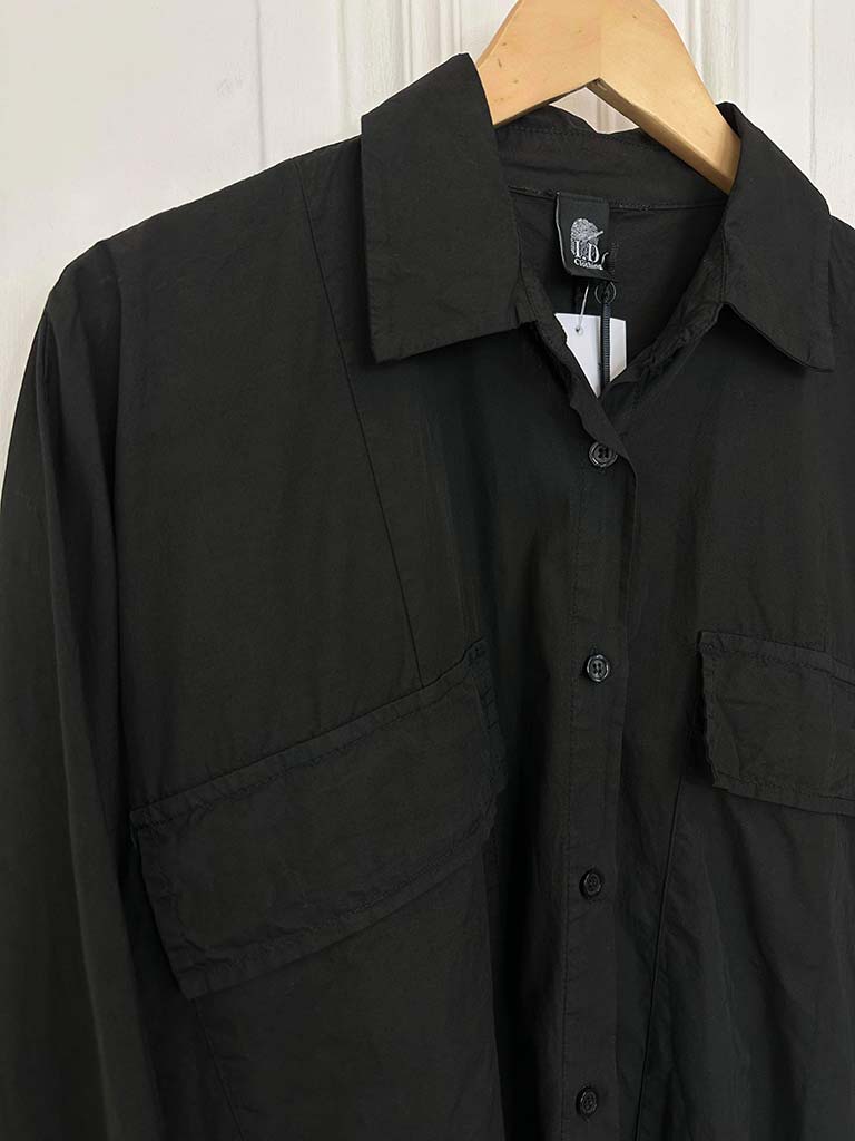 I.D Cotton Oversized Cocoon Shirt - Black