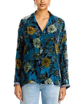 Johnny Was Burnout Cadeki Stila Silk Blouse