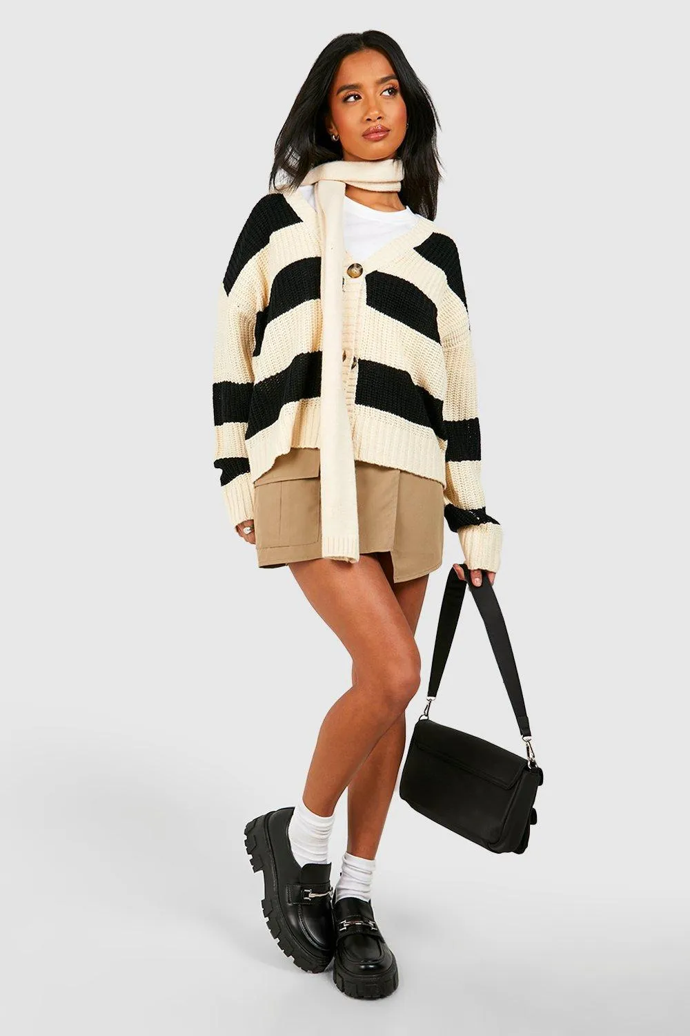 Jumpers & Cardigans | Petite Stripe Cardigan | boohoo