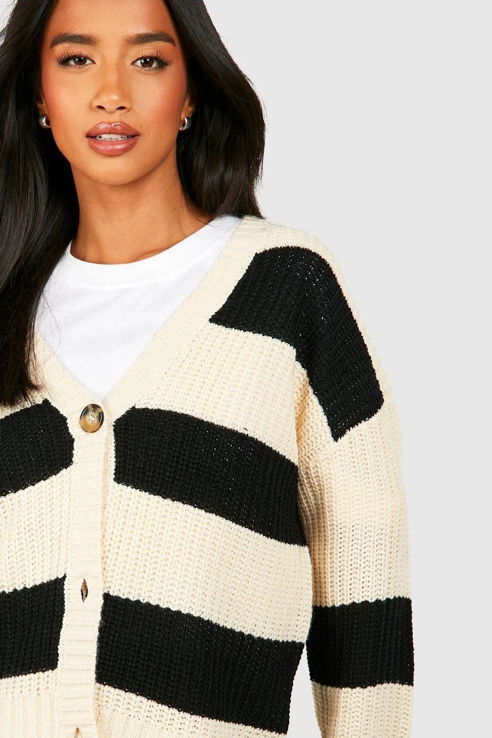 Jumpers & Cardigans | Petite Stripe Cardigan | boohoo