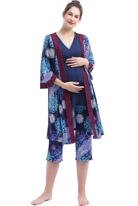 Kimi + Kai Maternity Natalie Nursing Pajamas & Robe Set