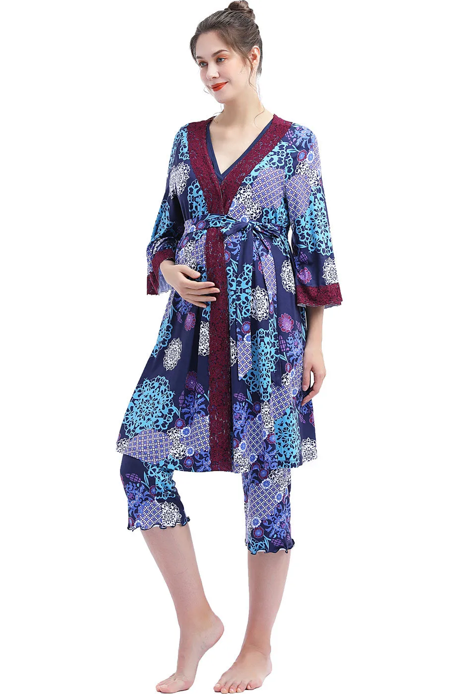 Kimi + Kai Maternity Natalie Nursing Pajamas & Robe Set