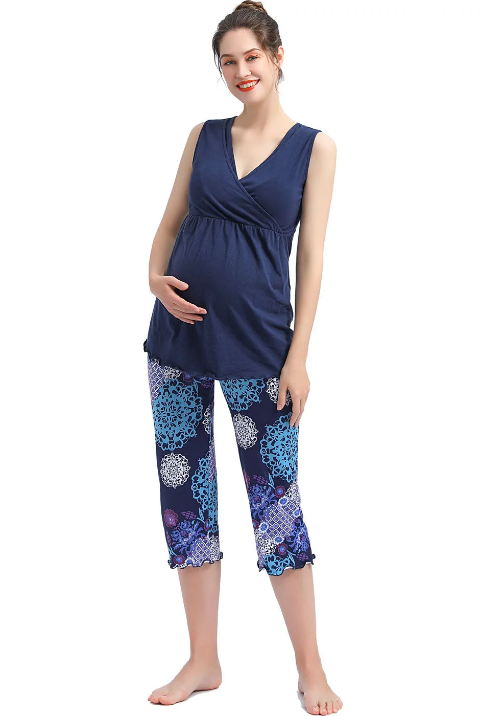 Kimi + Kai Maternity Natalie Nursing Pajamas & Robe Set