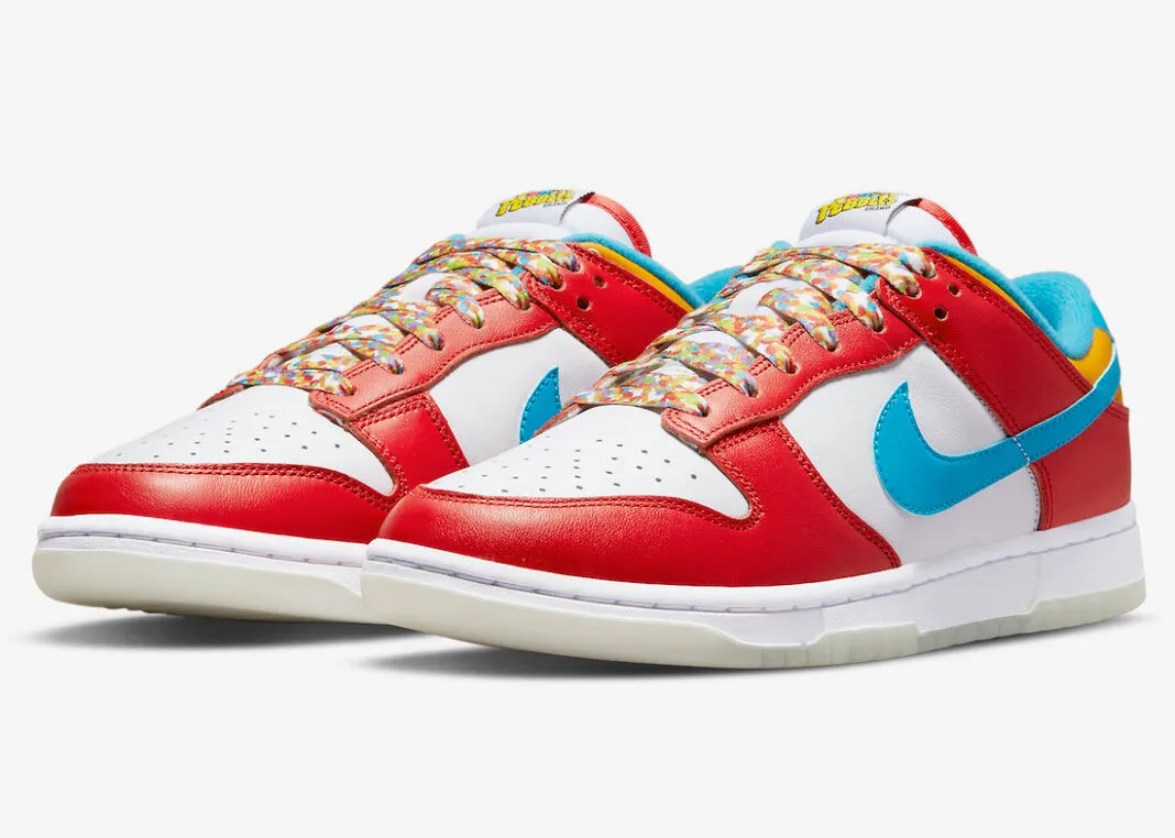 LeBron James x Nike SB Dunk Low Fruity Pebbles White Red Blue DH8009-600