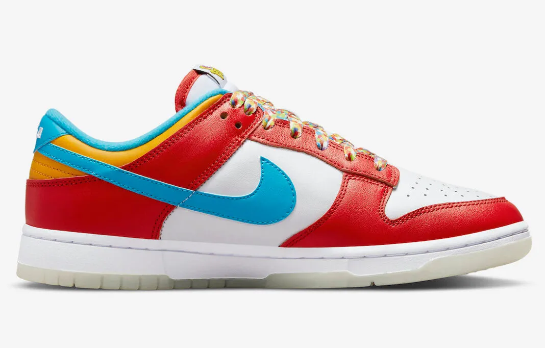 LeBron James x Nike SB Dunk Low Fruity Pebbles White Red Blue DH8009-600