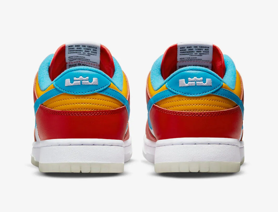 LeBron James x Nike SB Dunk Low Fruity Pebbles White Red Blue DH8009-600