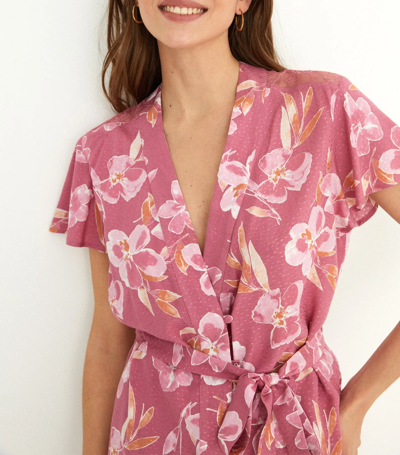 Long Floral Pajamas Pink