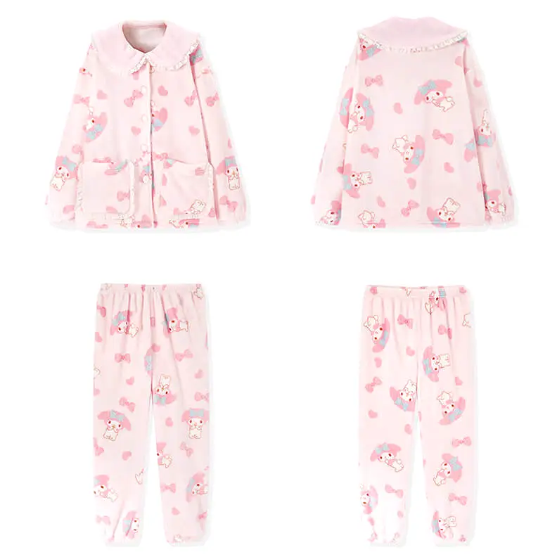 Lovely melody coral velvet pajamas by0074