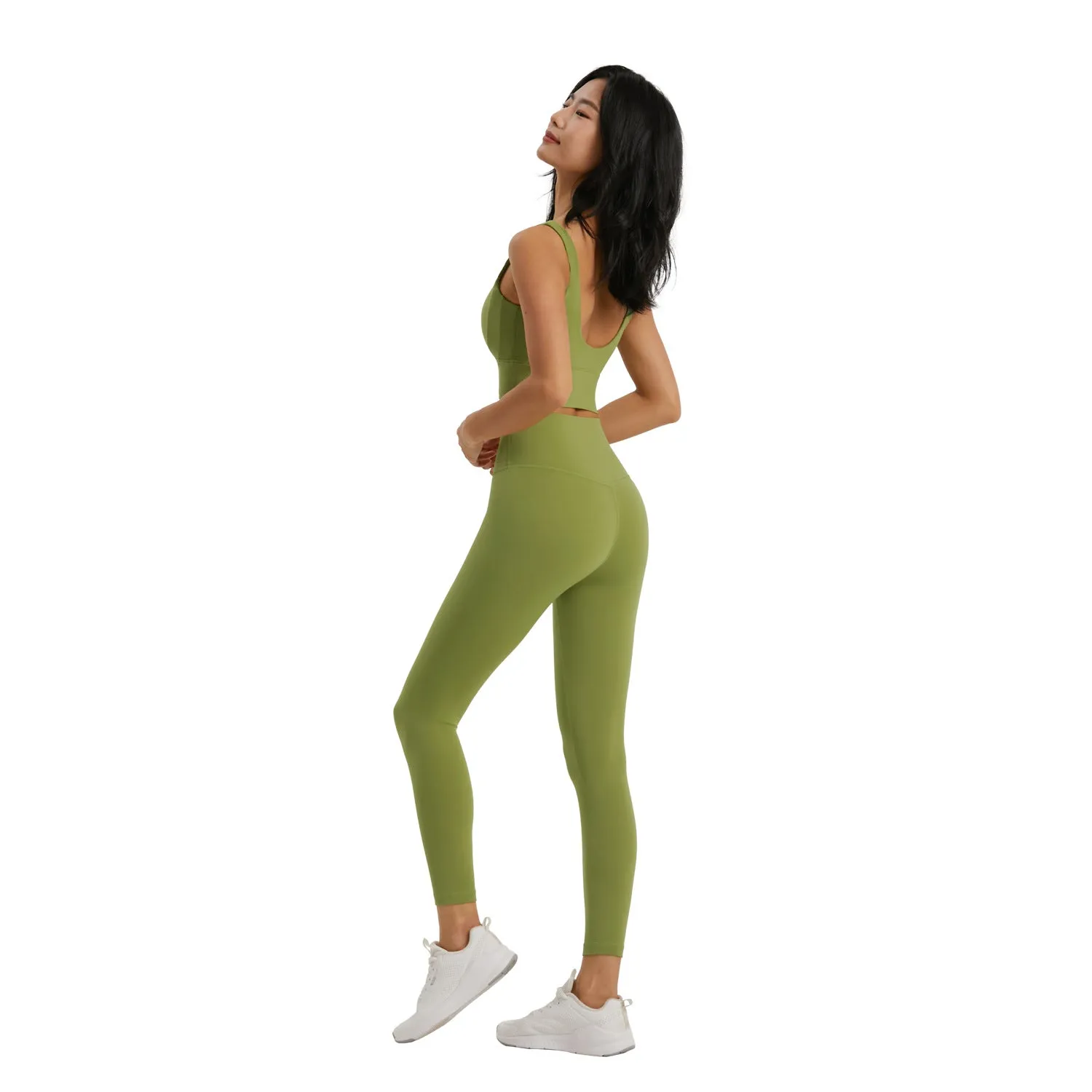 Lycra Pocket Peach High-waisted Nine-point Leggings