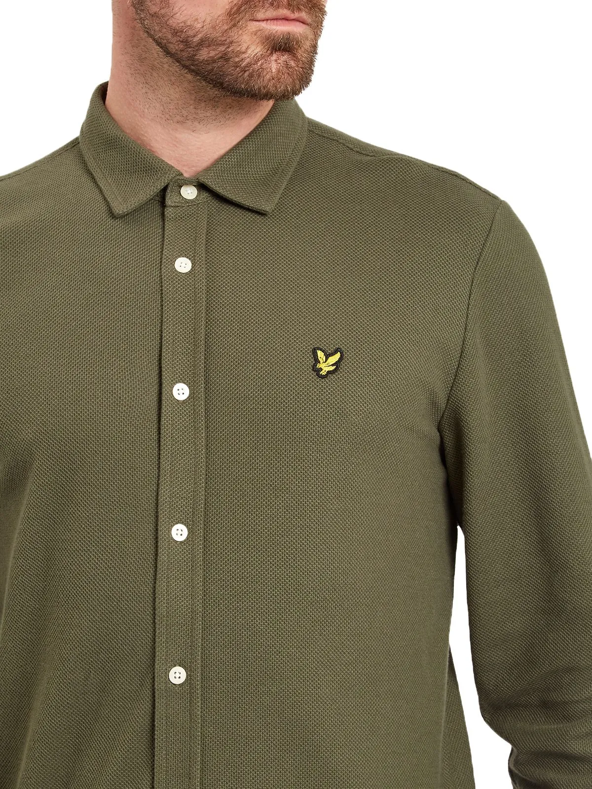 Lyle & Scott Honeycomb Shirt Long Sleeve Jersey Olive