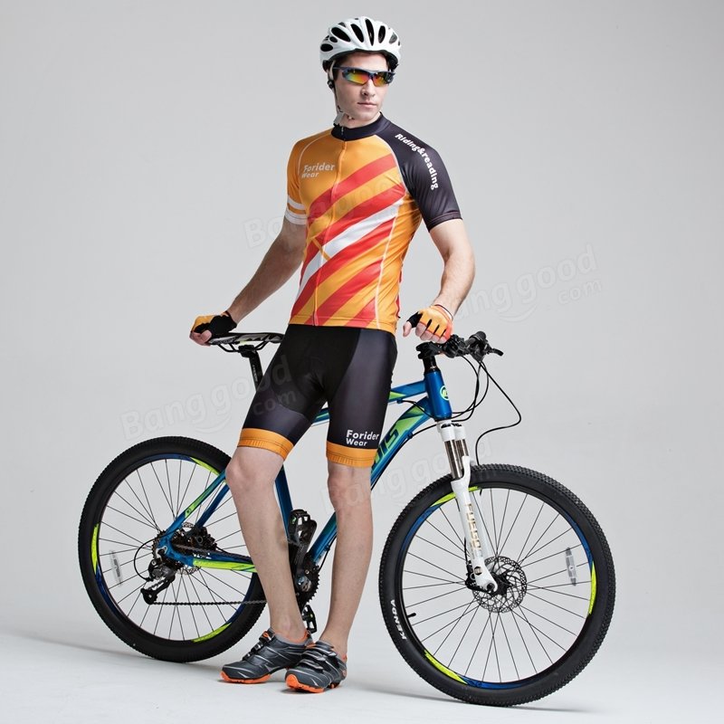 Mens Cycling Short Sleeve Suits Bicycle Shorts Sports Jersey Quick Dry Breathable Wicking Summer