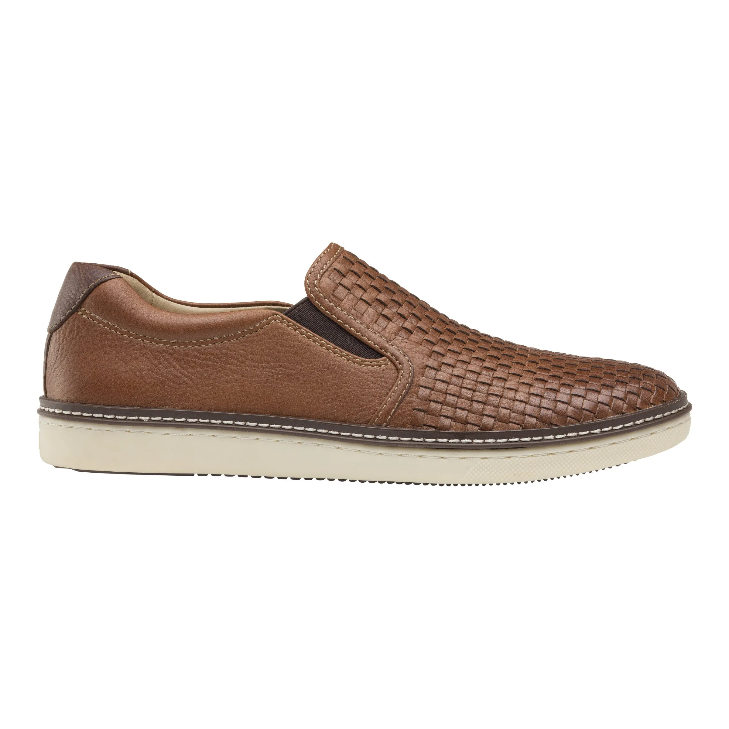 Men's Johnston & Murphy McGuffey Woven Slip-On Color: Tan Full Grain Leather