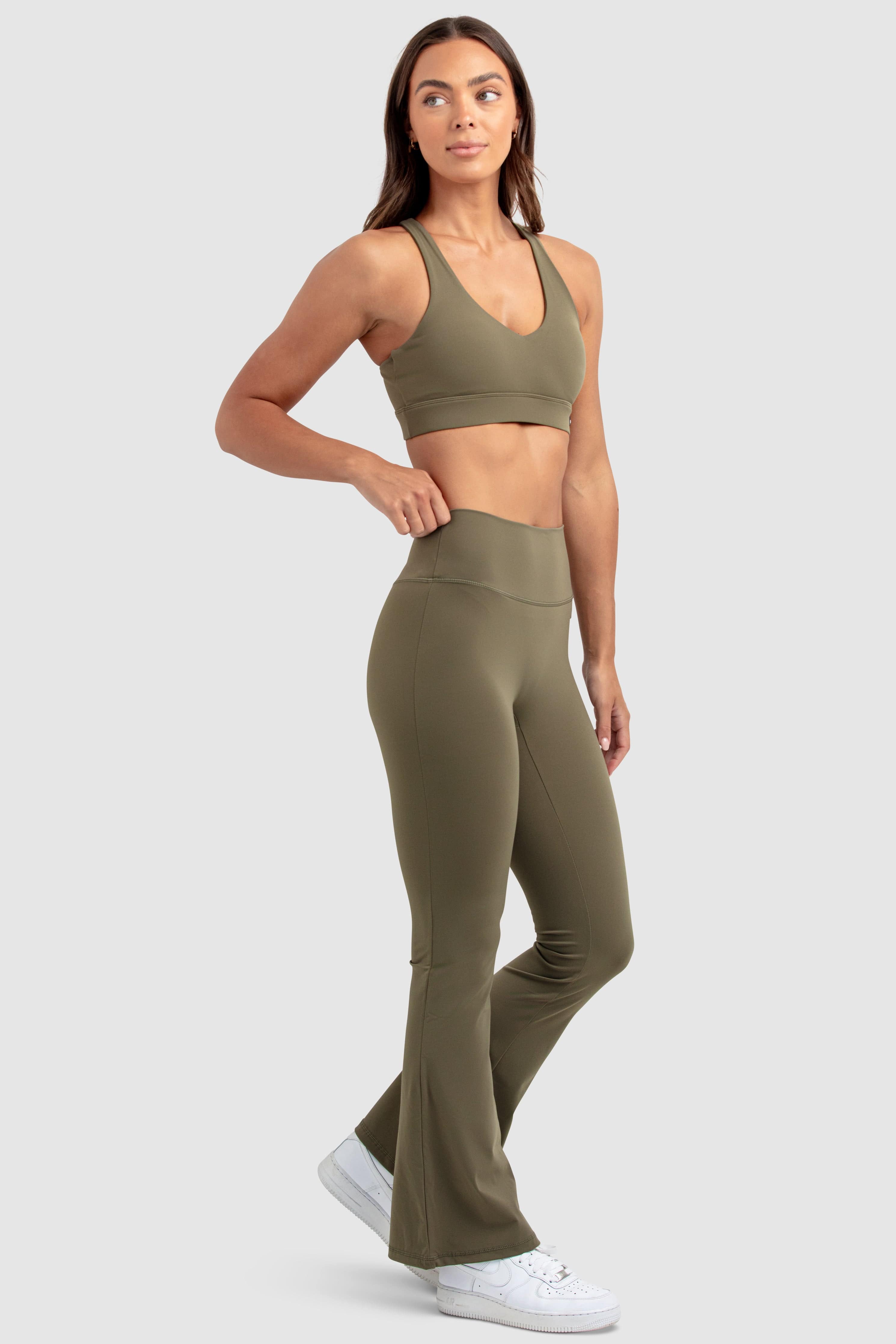 MotionSoft Flared Leggings - Deep Khaki