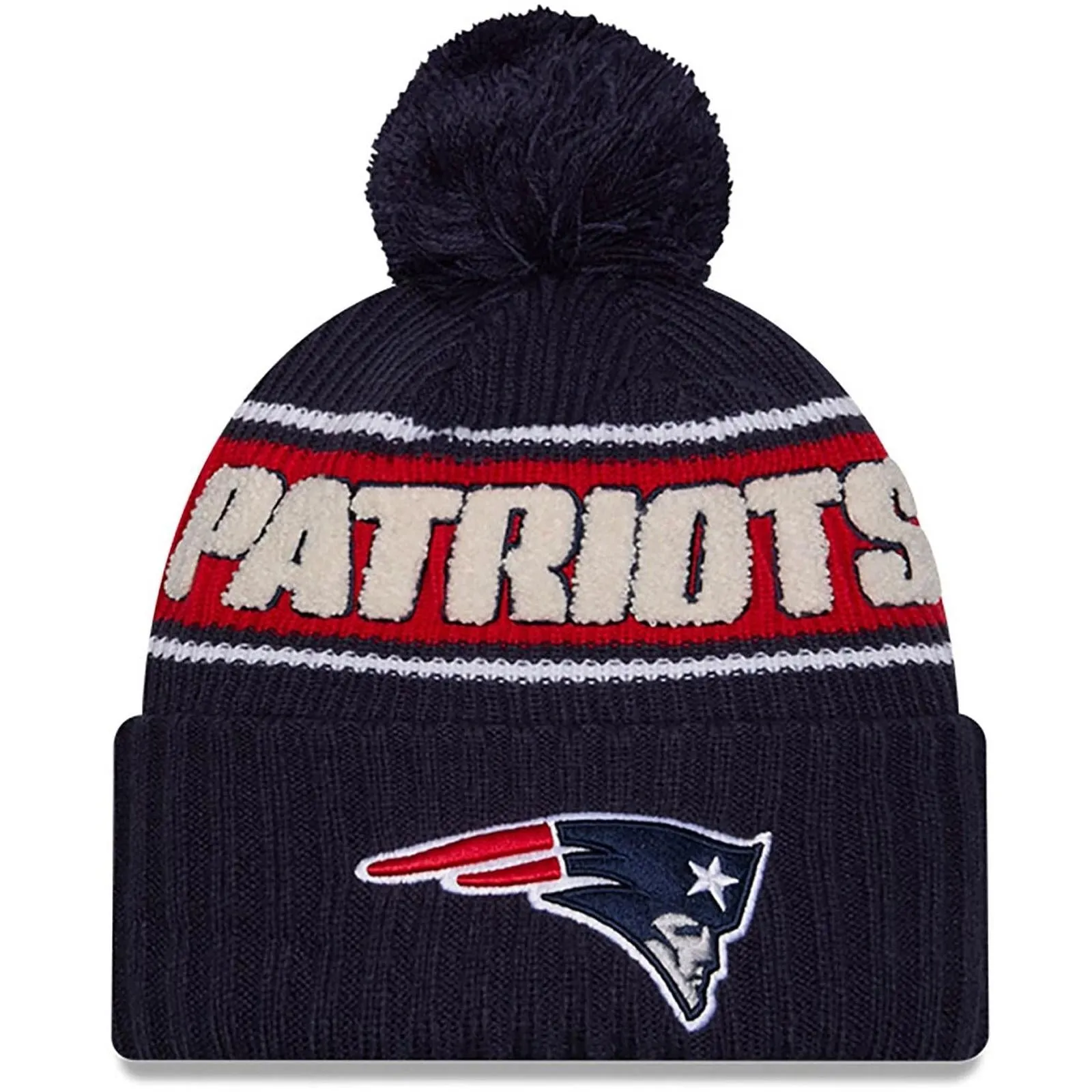 New Era Mens Knits New England Patriots Bobble Hat - Dark Blue