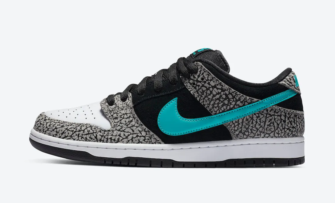 Nike SB Dunk Low Pro Atmos Elephant Medium Grey Black White Clear Jade BQ6817-009