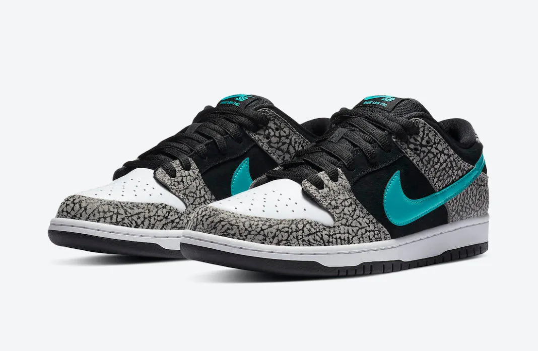 Nike SB Dunk Low Pro Atmos Elephant Medium Grey Black White Clear Jade BQ6817-009