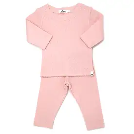 oh baby! Pointelle Lettuce Edge Two Piece Set - Pale Pink