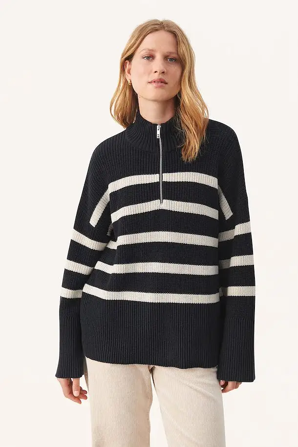 Part Two Rajana Knit Dark Navy Stripe