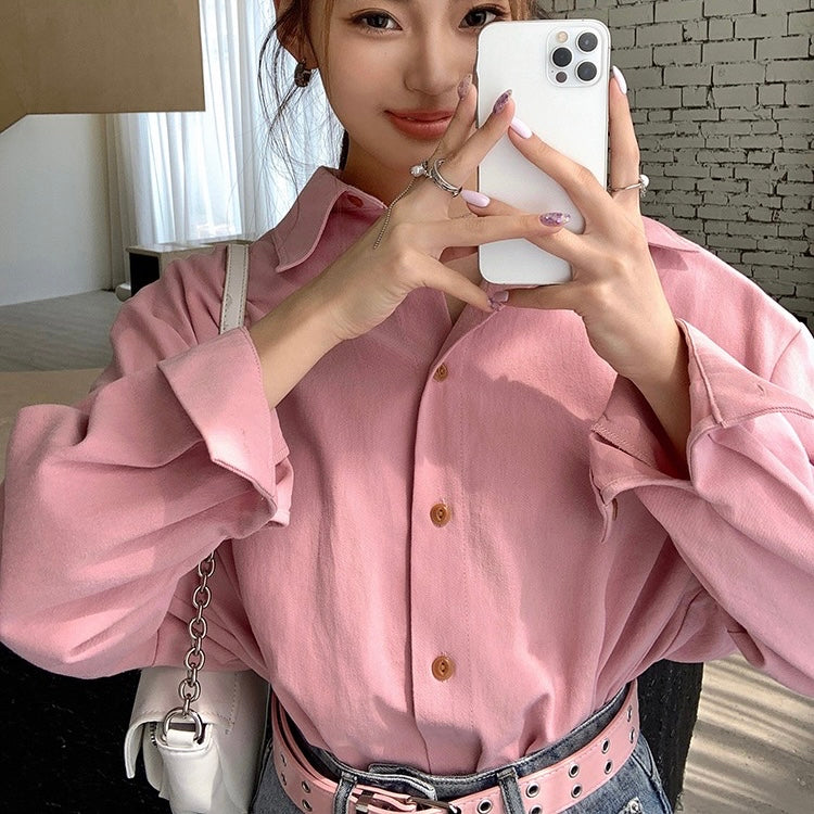 Pink Collar Lapel Shirt