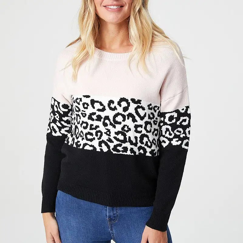 Pink Leopard Long Sleeve Knit