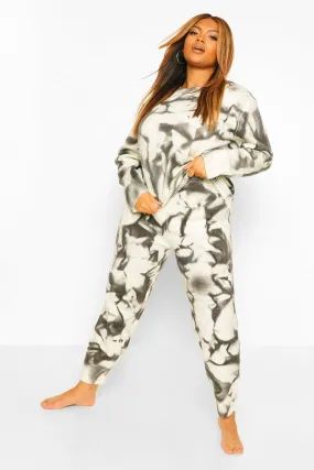 Plus Marble Print Knitted Loungewear Set