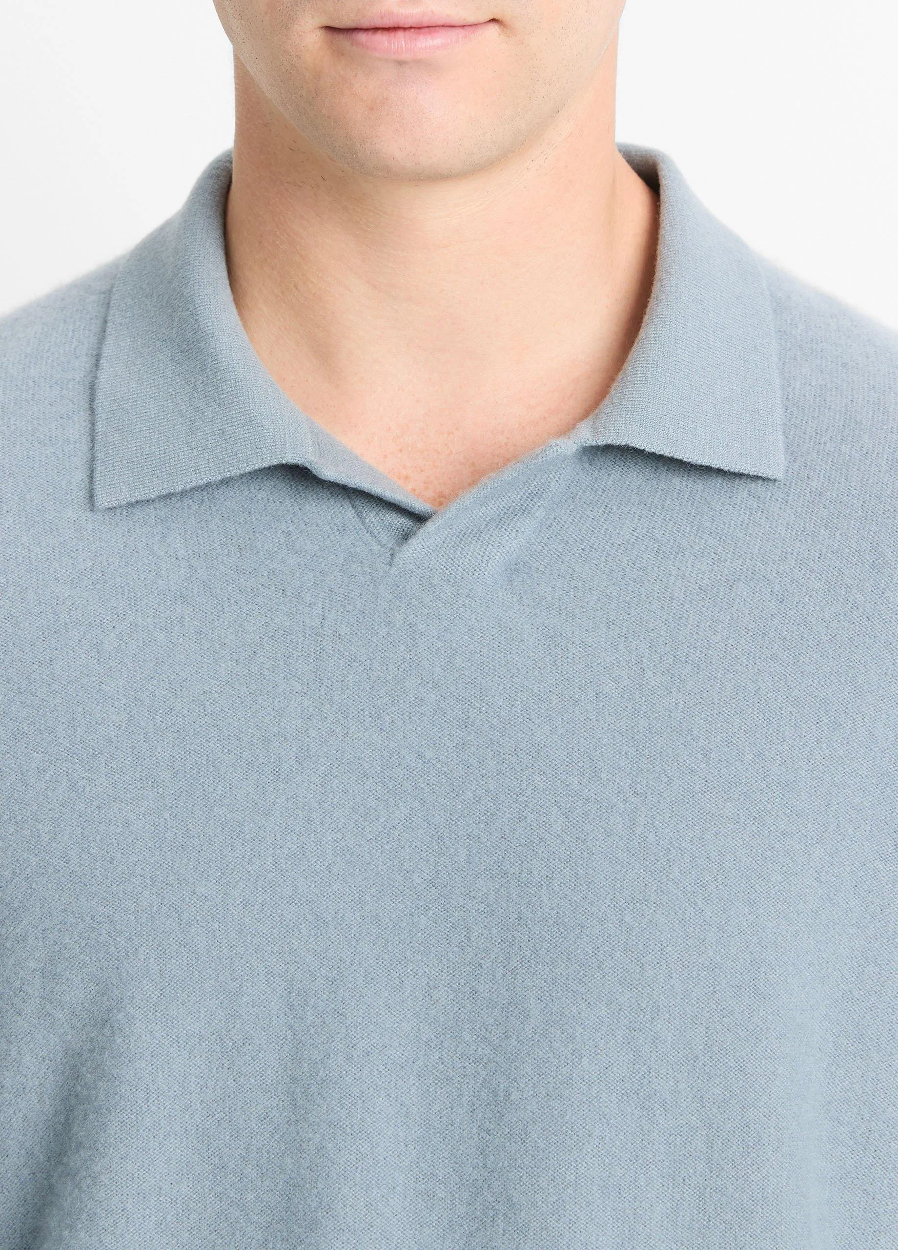 Plush Cashmere Johnny-Collar Polo