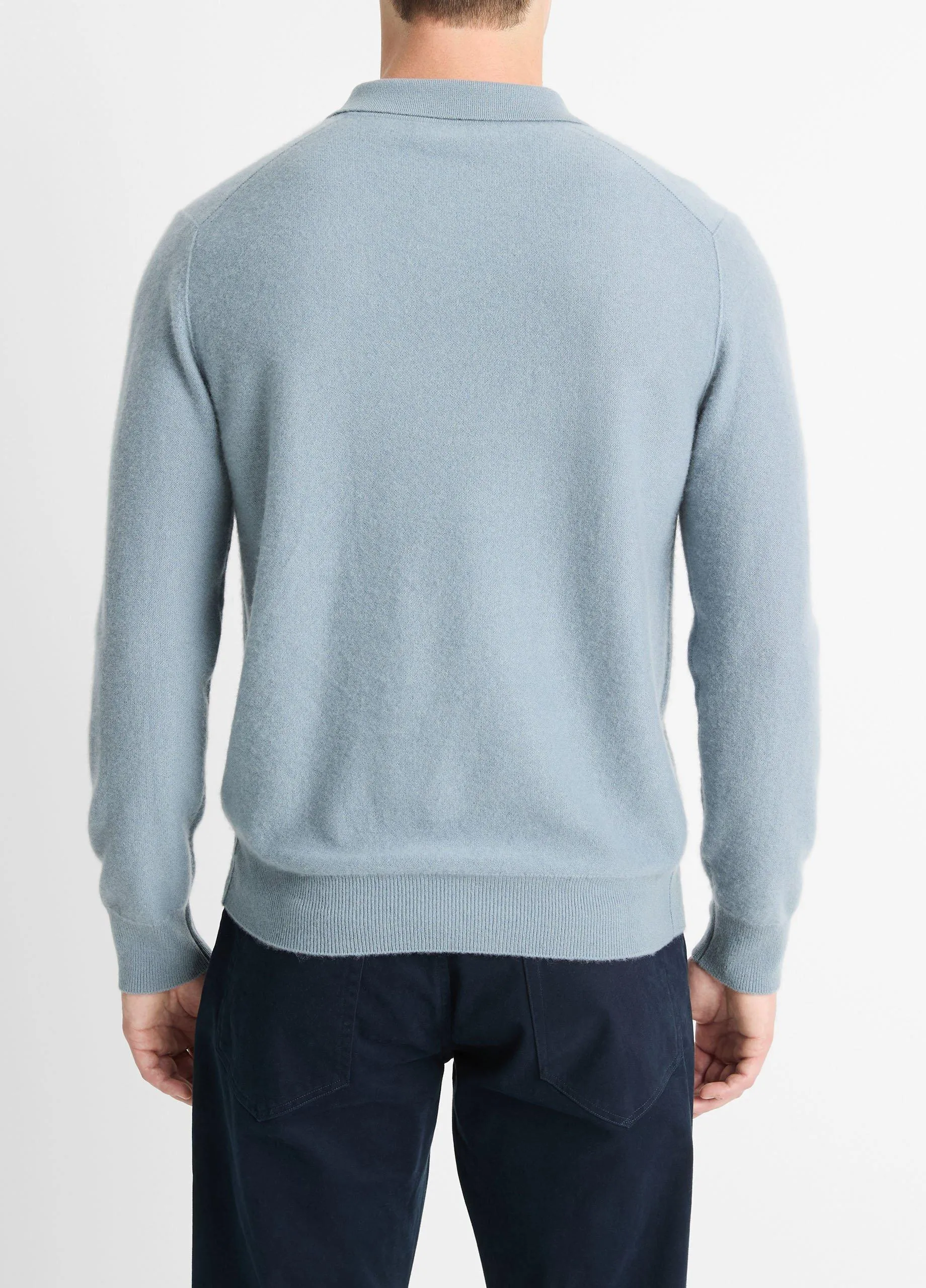 Plush Cashmere Johnny-Collar Polo