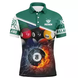 Polo Billard Professionnel Personnalisé, Billes En Feu Sur Table Tapis Vert, Cadeau Fan Billard - CT29062320