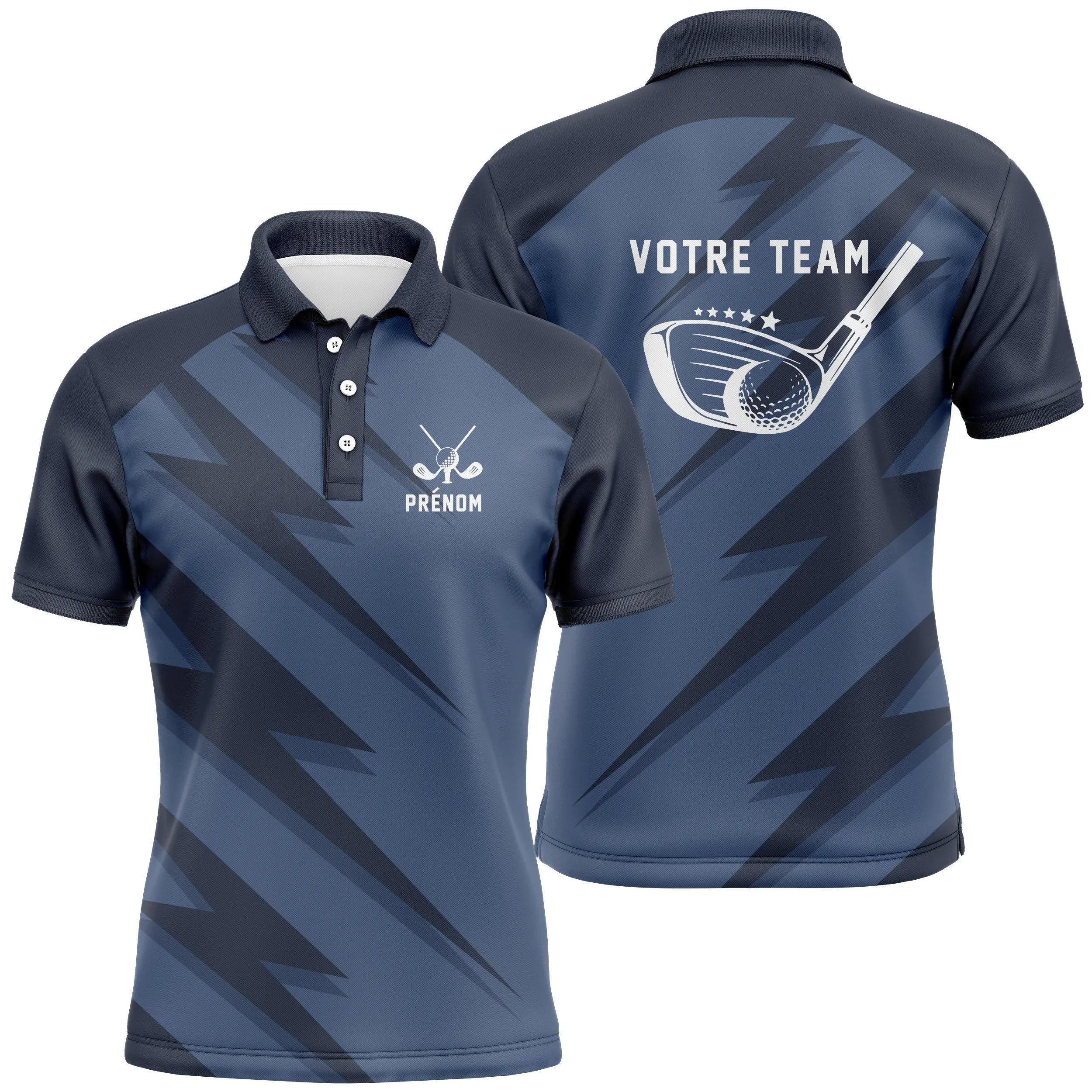 Polo Golf Homme Femme Personnalisé - Bleu Marine avec Motif Club de Golf - Style Golfique Unique - CT03072316