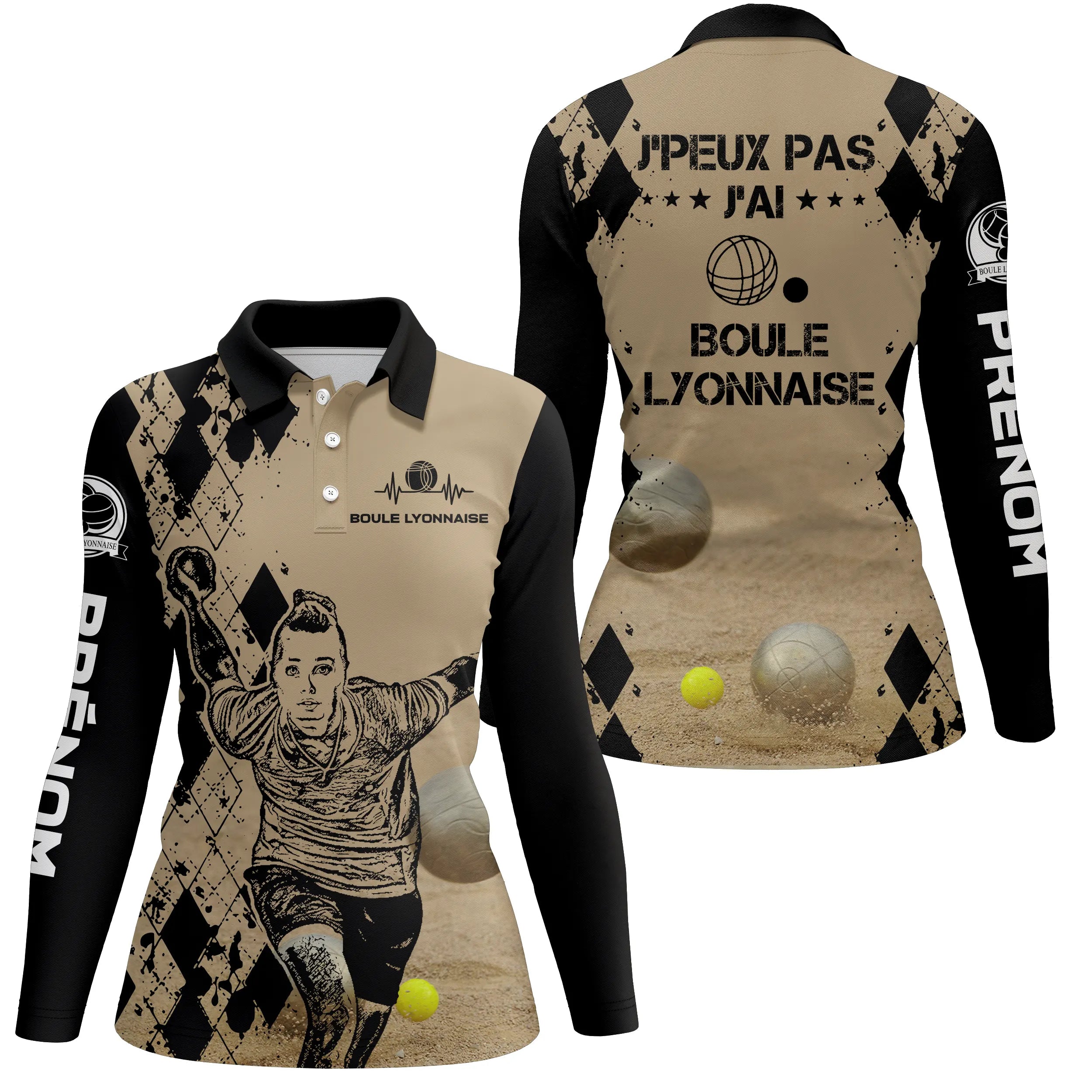 Polo Homme Et Femme Personnalisé, J'peux pas J'ai Boule Lyonnaise, Cadeau Humour Bouliste - CT03102336