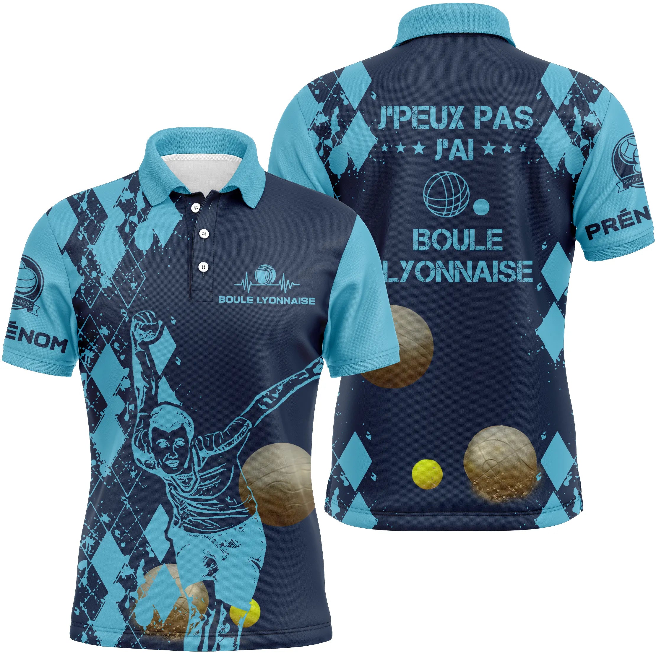 Polo Homme Et Femme Personnalisé, J'peux pas J'ai Boule Lyonnaise, Cadeau Humour Bouliste - CT03102336