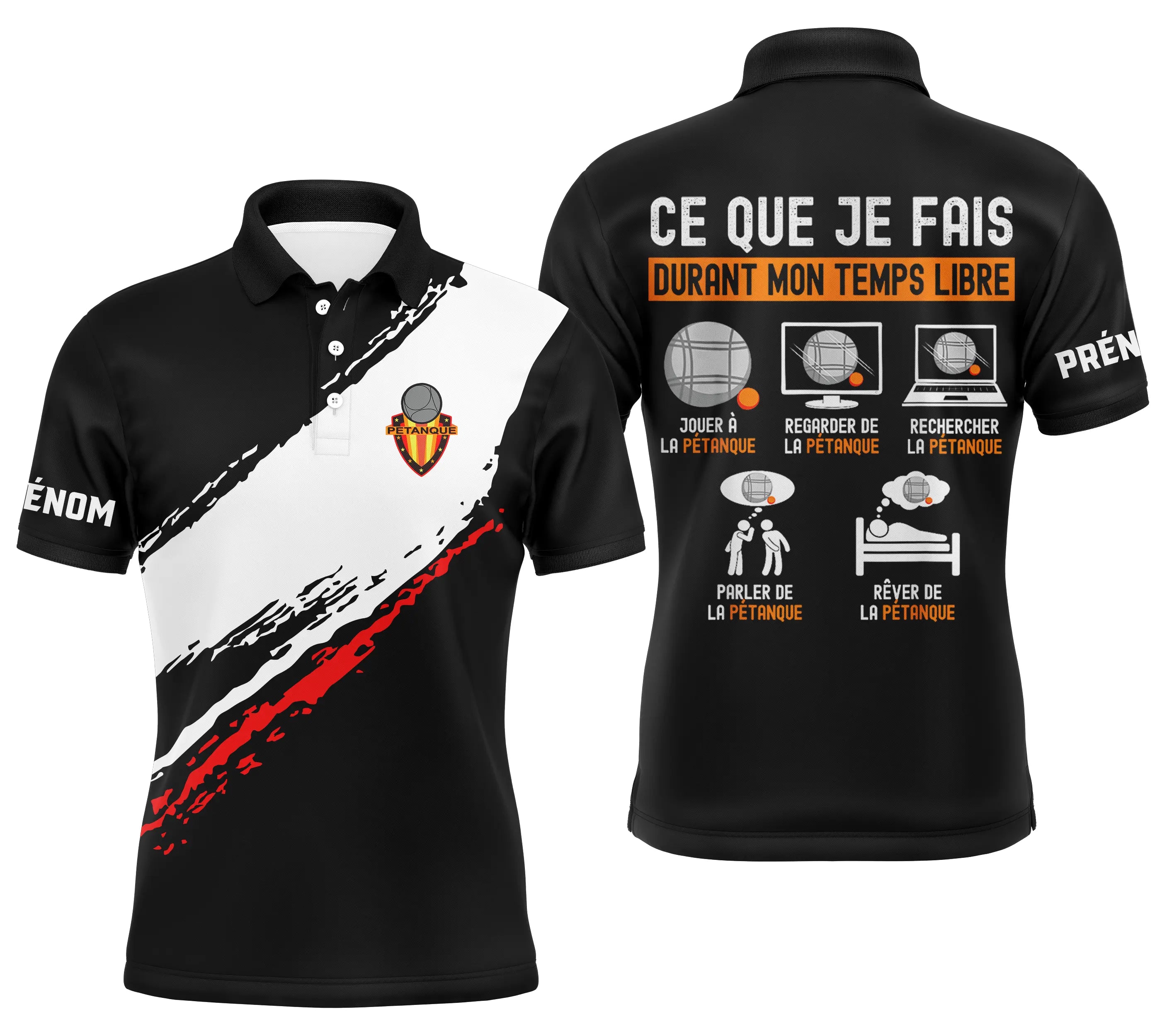 Polo Personnalisé Passion Pétanque - Design Tendance Bouliste - CT02032453