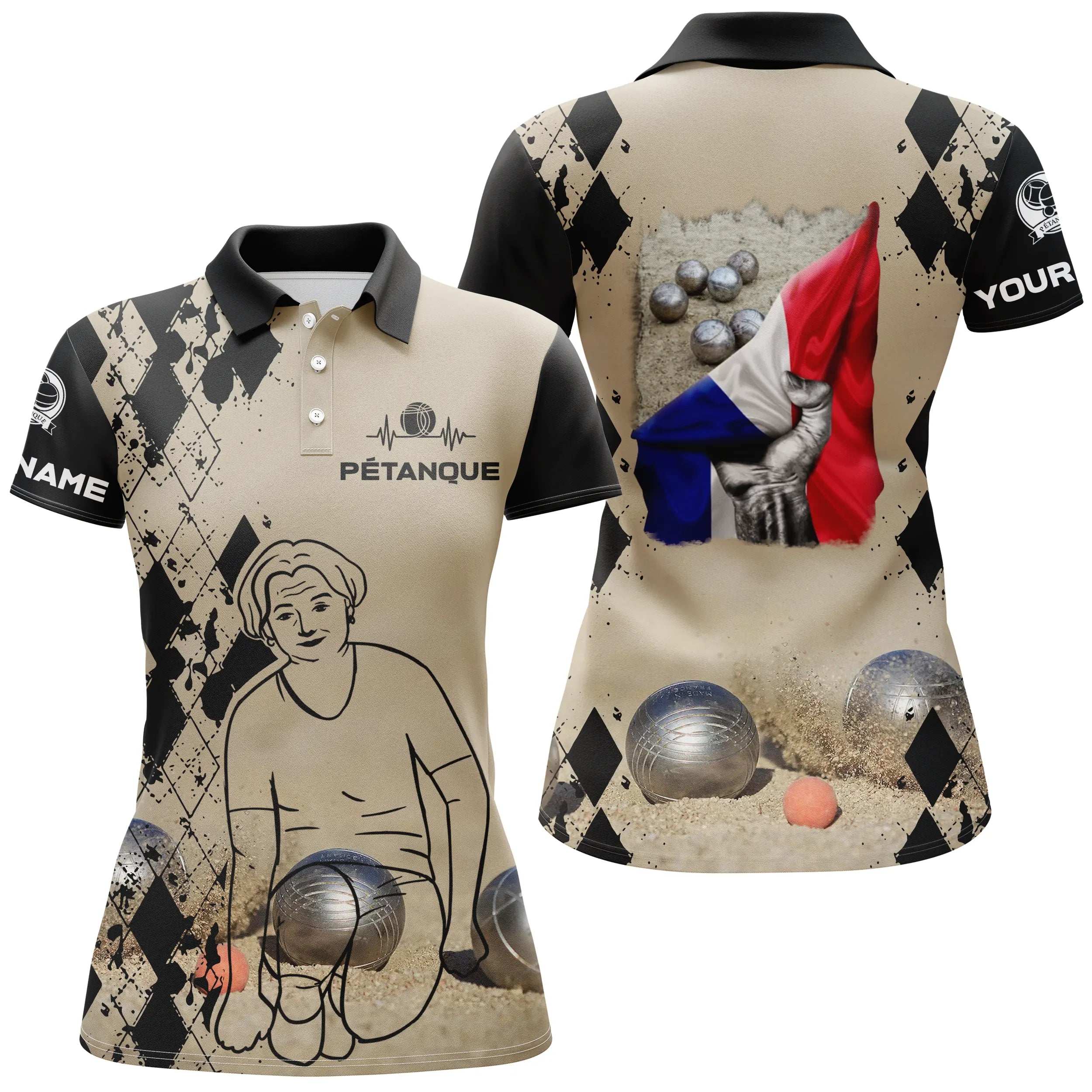 Polo Pétanque, Cadeau Personnalisé Bouliste, Drapeau France - CT13092365