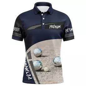 Polo Pétanque Marine - Motif Boules de Pétanque sur Terrain - Style légant pour les Boulistes - CT10072319