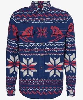 Polo Ralph Lauren Mens Multi Fair-isle-pattern flannel cotton shirt