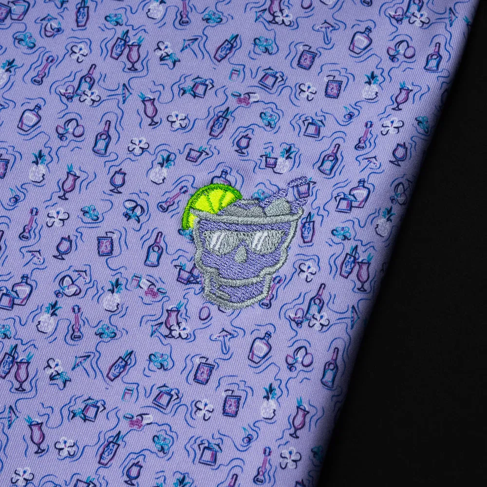 Purple Cocktail Skull Polo Shirt