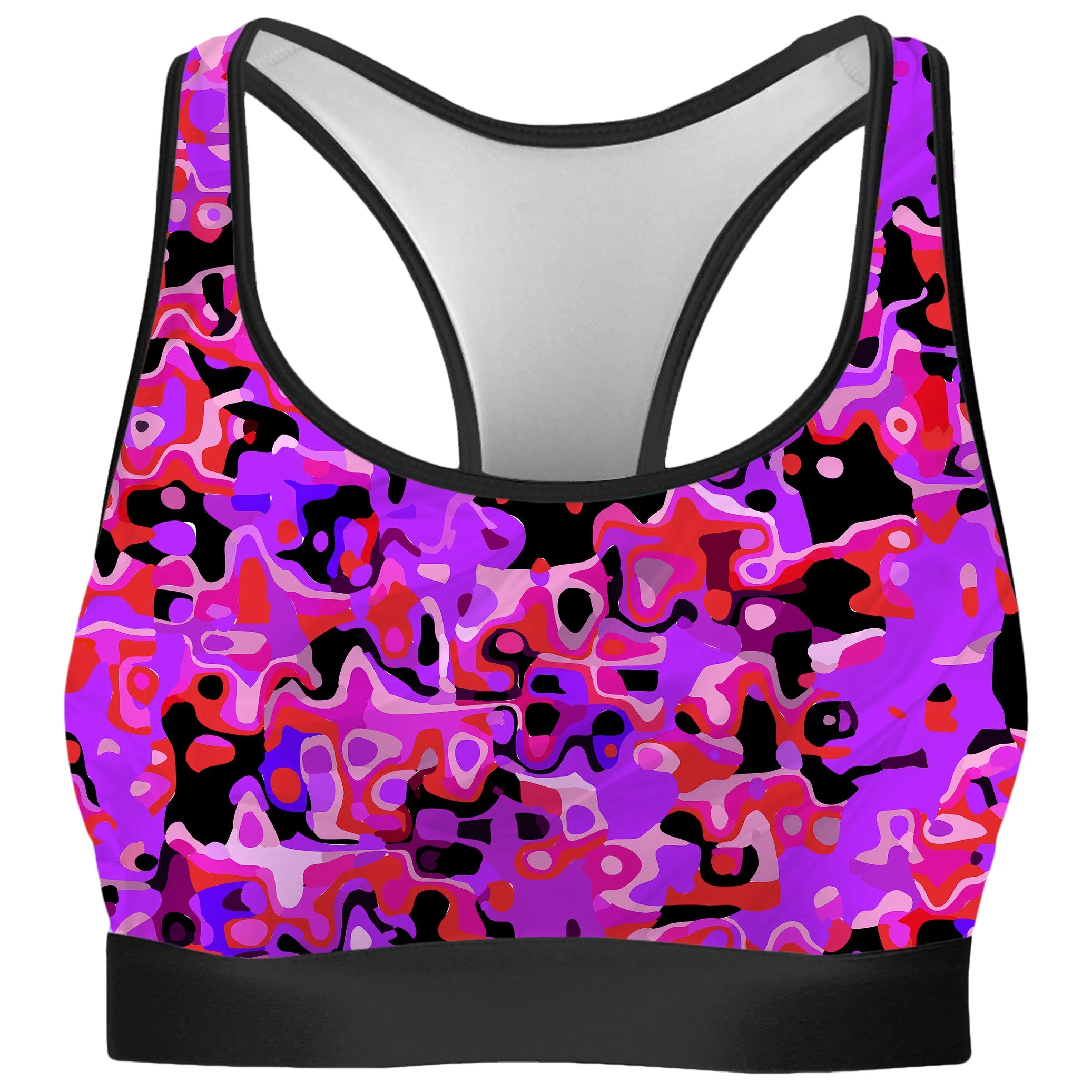 Purple Red and Black Rave Camo Melt Rave Bra and Leggings Combo