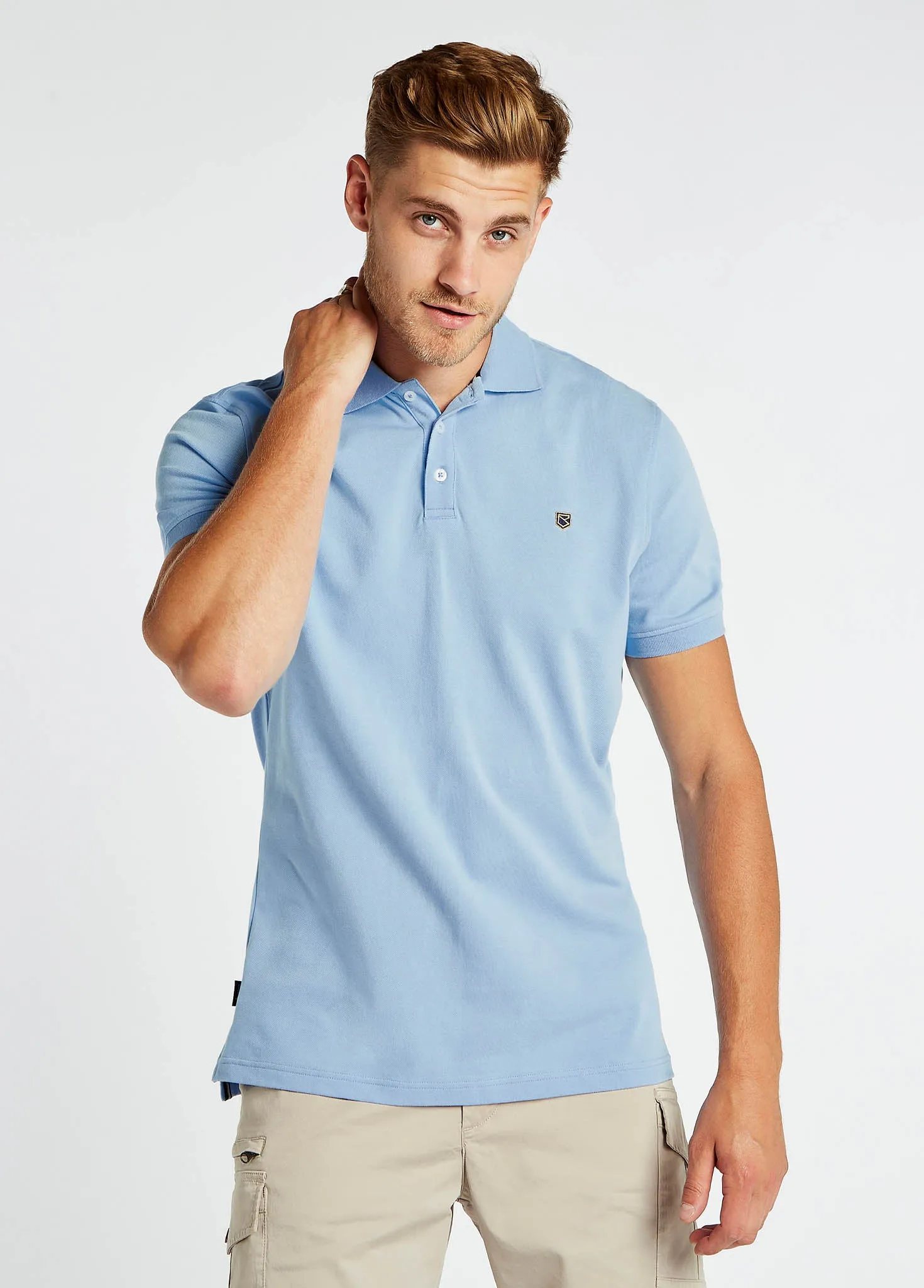 Quinlan 4-way Stretch Polo- Light Sky