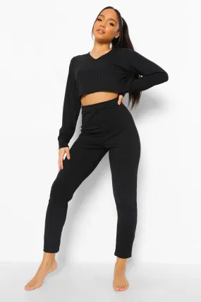 Rib Long Sleeve & Legging Loungewear Set