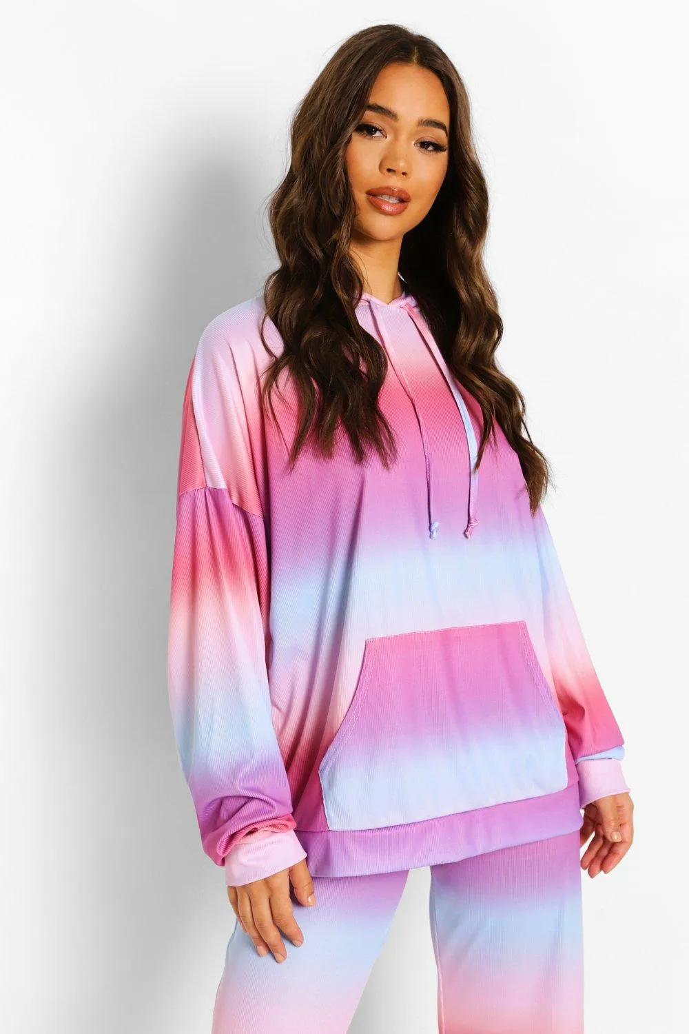 Rib Ombre Hooded Loungewear Set