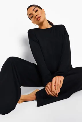 Rib Wide Leg Loungewear Set