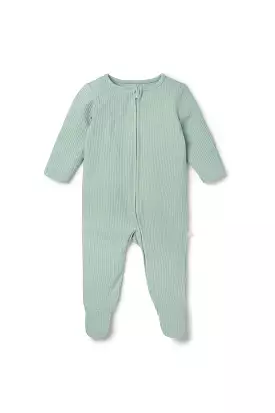 Ribbed Clever Zip Pajamas - Mint