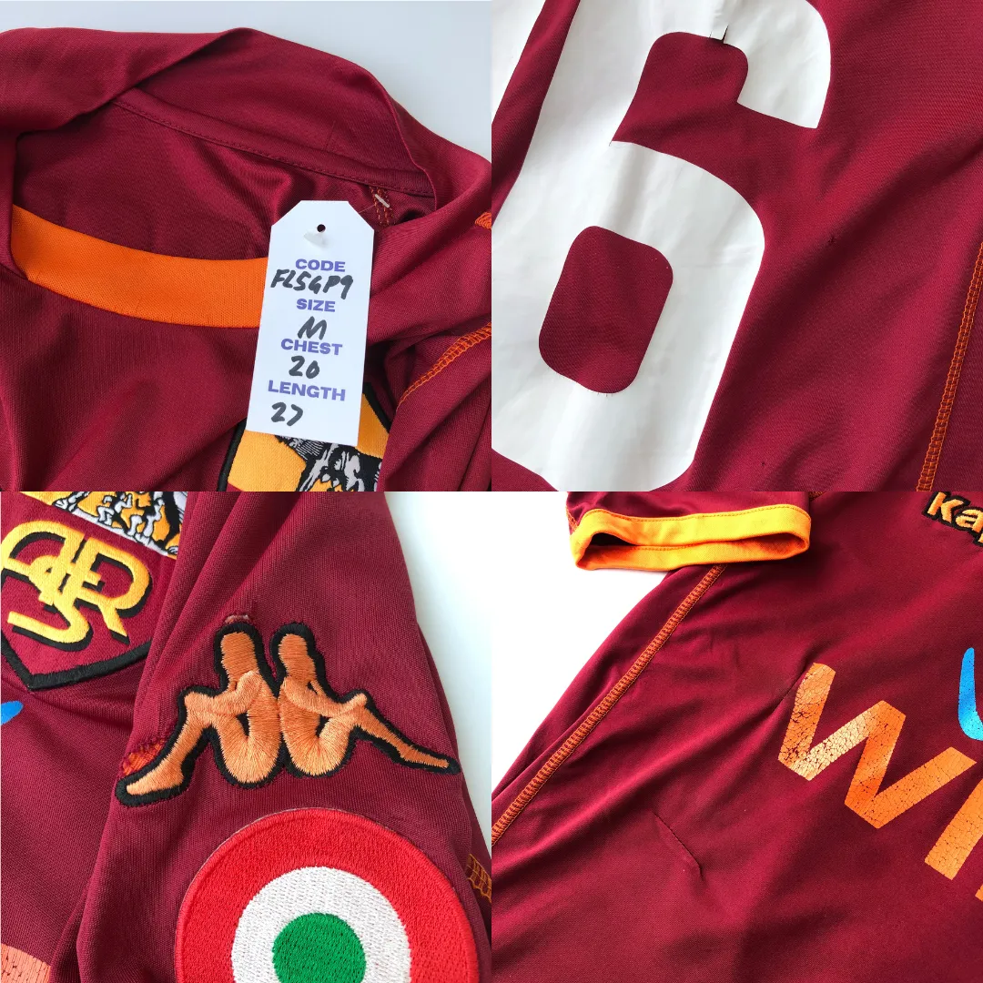 Roma De Rossi 16 Original Wind 2007/2008 Kappa Home Football Shirt Medium