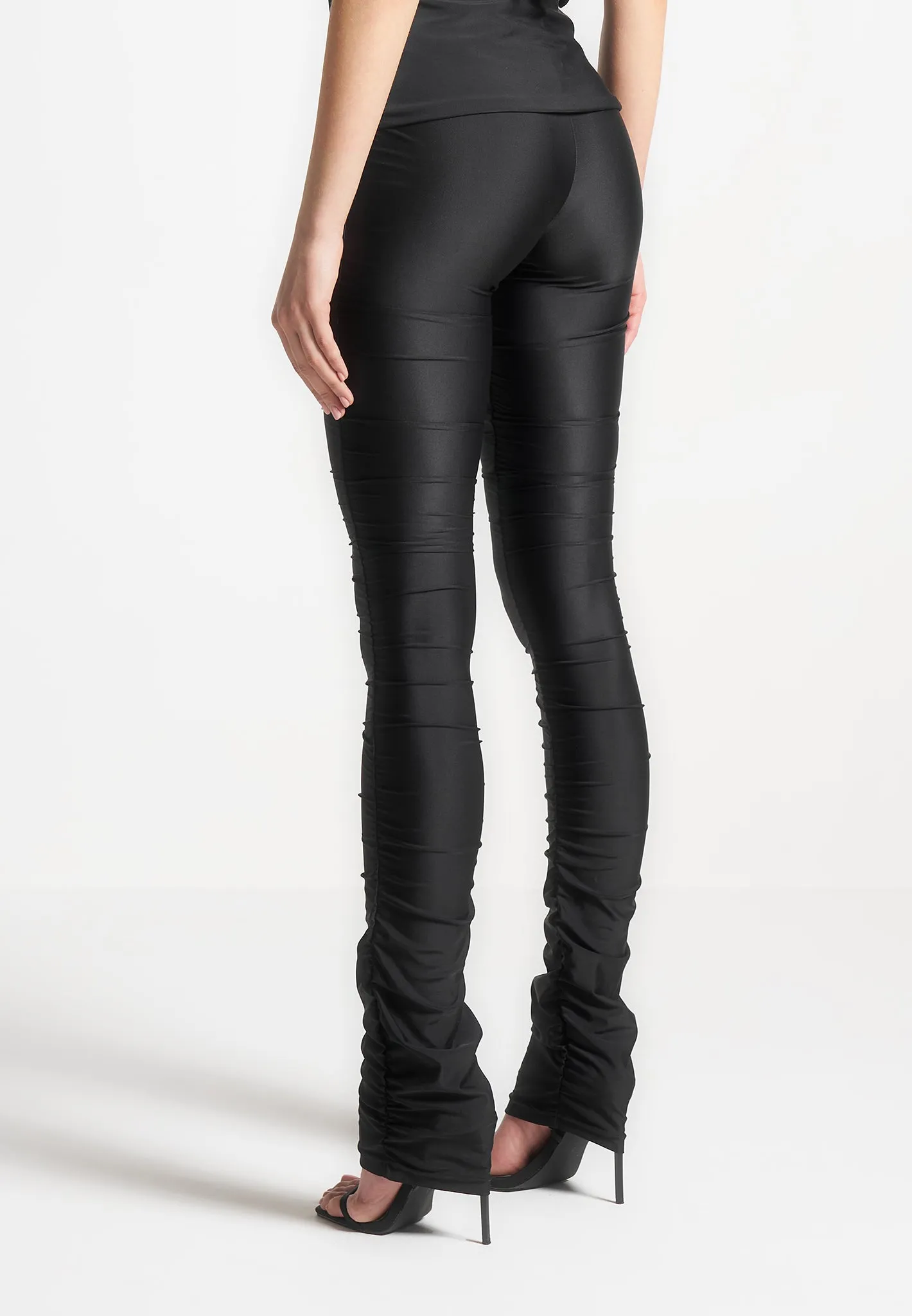 Ruched Fit and Flare Leggings - Black